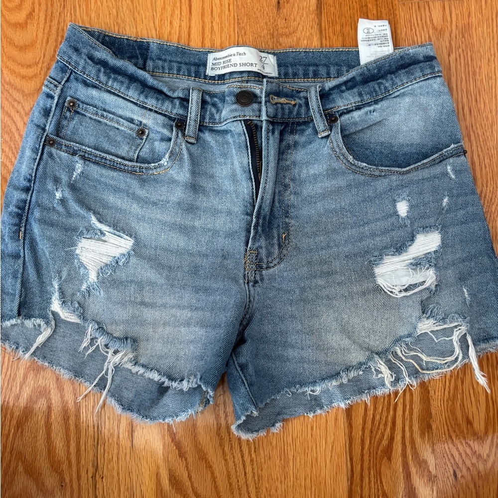Abercrombie & Fitch Blue Distressed Jean Shorts